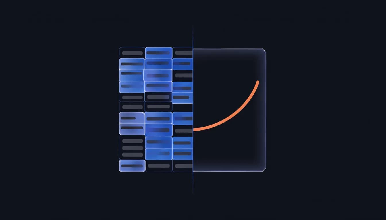 A content calendar beside a single long-lived article, split by a scope line